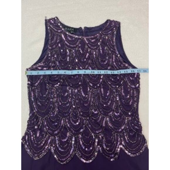 MOTHER OF THE BRIDE J KARA sz 10 L purple sequin beaded maxi dress NEW B77 - Picture 5 of 8